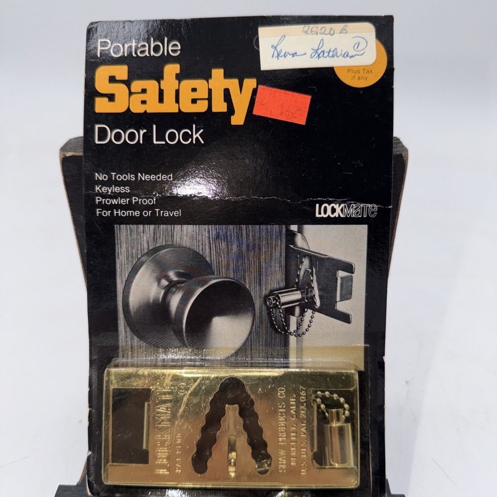 Lockmate Vintage Shaw Products Portable Security Door Lock New Old Stock 1970's
